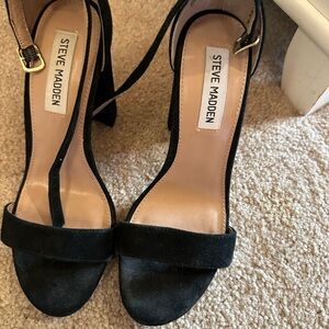 Steve Madden Black Heeled Sandals with Ankle Strap